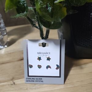 Brilliance Sterling Silver Crystal Earrings Set